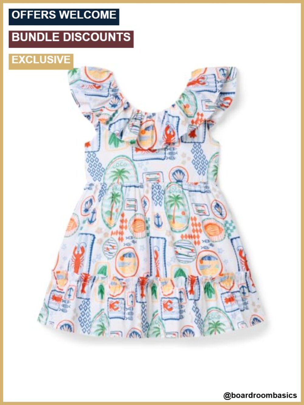 Girls Nantucket Coast Dress Fully Lined Cap Sleeve Button Back